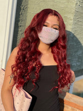 Load image into Gallery viewer, Burgundy-Red curly closure 4x4 wig
