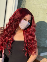 Load image into Gallery viewer, Burgundy-Red curly closure 4x4 wig
